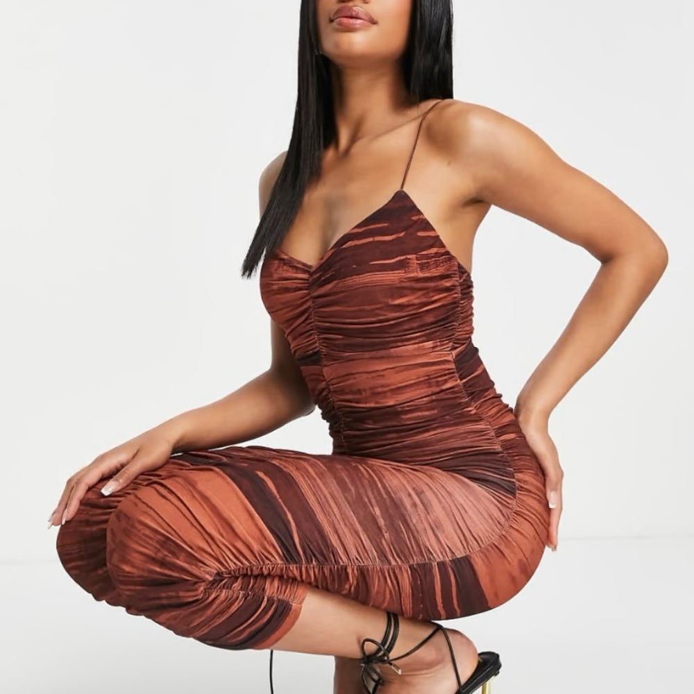 ASOS midi strappy dress multicolor